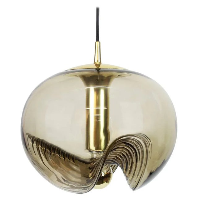 Large Smoked Glass Pendant Light from Peill & Putzler, Germany, 1970s For Sale - Image 11 of 11