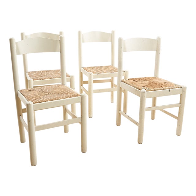 White Wooden Chairs, Set of 4 For Sale