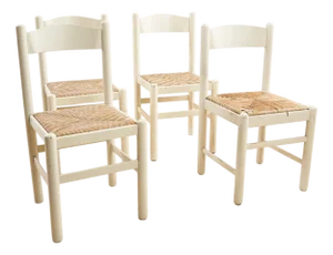 White Wooden Chairs, Set of 4