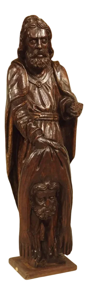 18th Century Carved Oak Statue Depicting St. Bartholomew