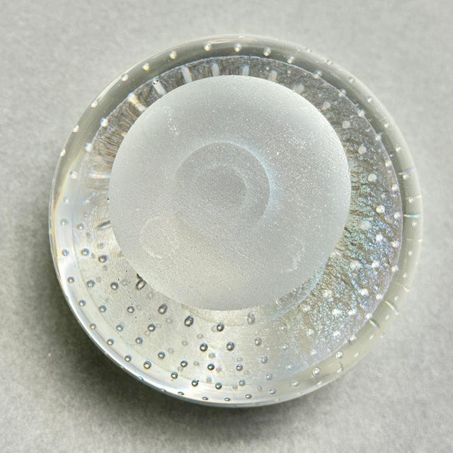 Vintage Iridescent Controlled Bubble Art Glass Paperweight For Sale - Image 9 of 9