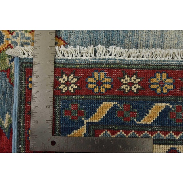 Kazak Rug 10’1” X 13’6” Blue Wool Tribal Hand-Knotted Oriental Carpet For Sale - Image 15 of 15