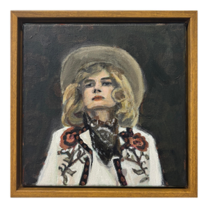 Pink Pong Club Portrait of a Cowgirl an Original Framed Painting by Michelle Heimann.