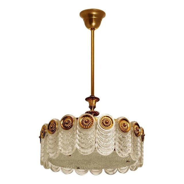 Brass & Glass Light Fixture from Kaiser Leuchten, 1960s For Sale - Image 14 of 14