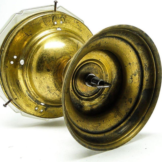 Goldenrod Early 20th Century Art Nouveau Pendant Lamp in Brass and Glass, Austria-Hungary For Sale - Image 8 of 9