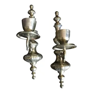 1950s Federal Style Brass Candle Holders - a Pair
