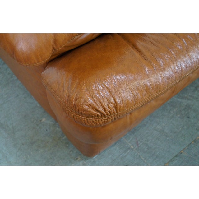 Natuzzi Vintage Caramel Color Leather Sofa Chairish