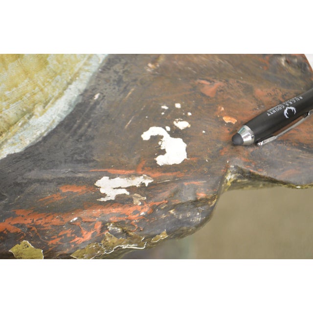 Sky Blue Farnsworth Large Painted Bronze Statue of Seated Black Man With Cane & Cigar For Sale - Image 8 of 13