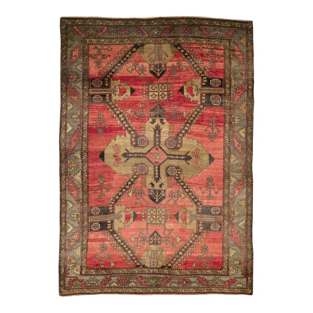Mid-20th Century Handmade Turkish Tribal Room Size Accent Rug For Sale