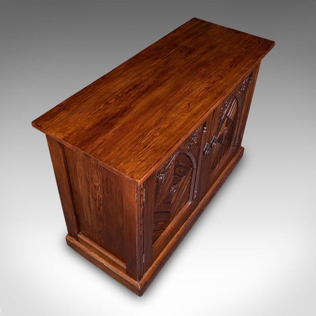 Wood Antique Gothic Revival Cabinet, English, Storage Cupboard, Bookcase, Victorian For Sale - Image 7 of 12