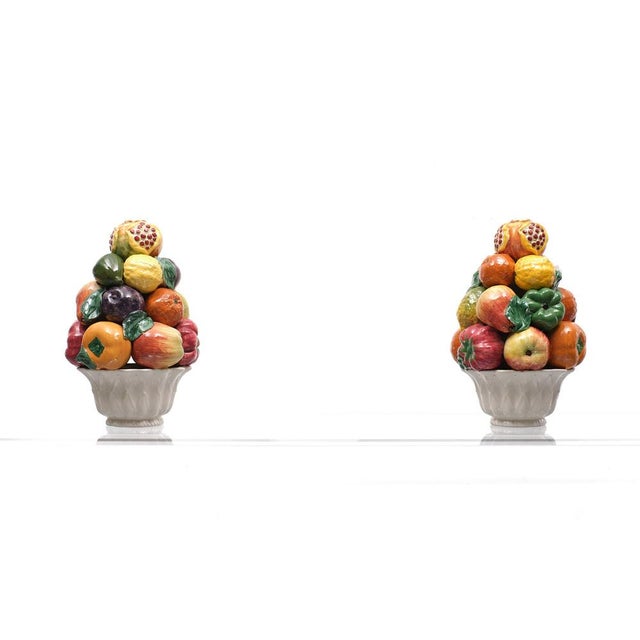 Beautiful Italian Faience Glazed Ceramic Fruit baskets Bassano Zortea, circa 1950's Very nice bright colors .Great looking...