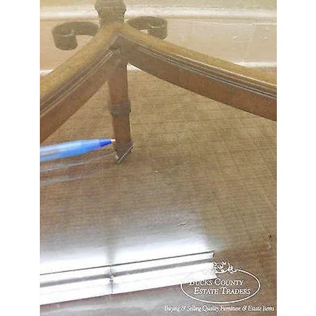 Vintage Spanish Mediterranean Style Walnut Scrolled Metal Glass Top Coffee Table For Sale In Philadelphia - Image 6 of 13