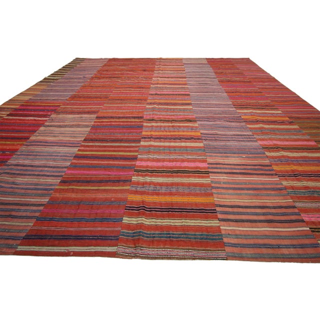 Vintage Turkish Striped Kilim Rug - 09'07 X 12'11 For Sale - Image 4 of 7