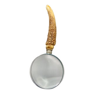 Antique Stag Antler Hand Magnifying Glass For Sale