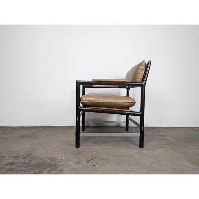 Wood 1950s Ebonized Mid Century Modern Armchair by Edward Wormley for Dunbar For Sale - Image 7 of 11