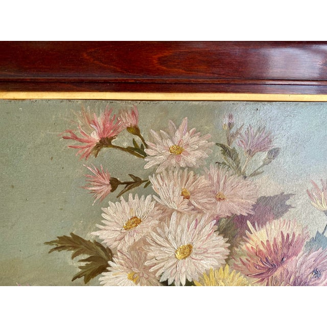 Paint Vintage Still Life Flower Painting in Nice Wood Frame For Sale - Image 7 of 11
