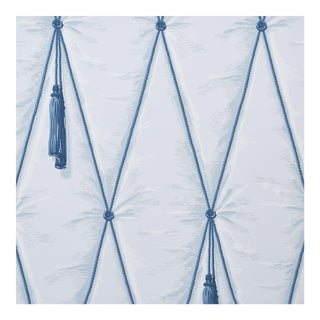 Sample - Schumacher X Paul Poiret Drapery Wallpaper in Blue For Sale