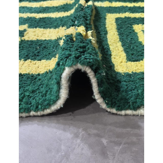 Textile Geometric Green Berber Wool Rug - 9.6 X 8.3 Ft For Sale - Image 7 of 8