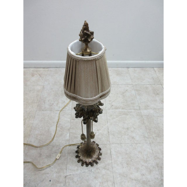 1990s Richards Faux Bronze Italian Regency Corinthian Column Table Lamp Shade A For Sale - Image 10 of 10