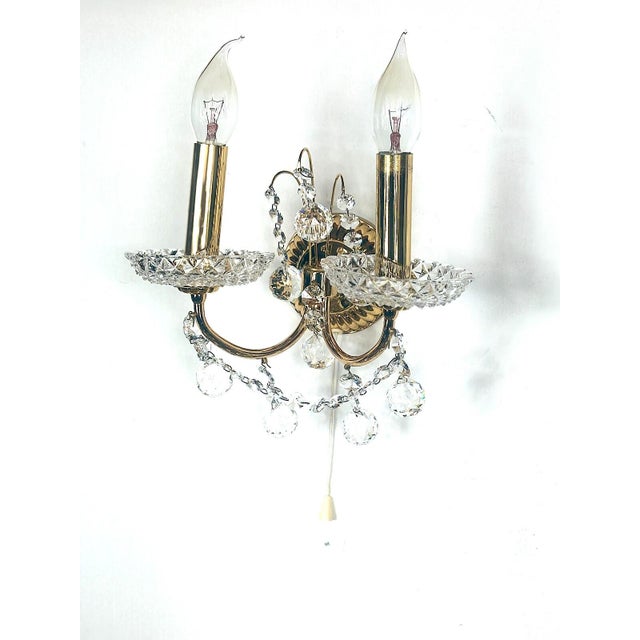 24k Gold-Plated Brass and Lead Crystal Wall Lamp from Schröder, 1970s For Sale - Image 9 of 9