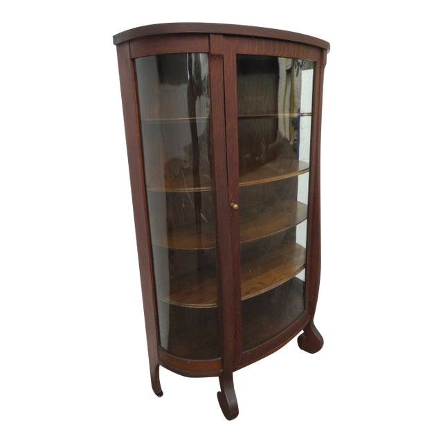 Early 1900s Oak Display Curio Cabinet Cupboard 5954 For Sale