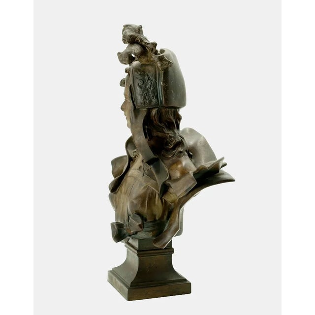 Bronze Bust of a Young Woman by Anton Nelson, 1890s For Sale - Image 3 of 13