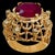 4 Carat Treated Ruby and Diamond 14 Karat Yellow Gold Cocktail Ring For Sale - Image 17 of 18