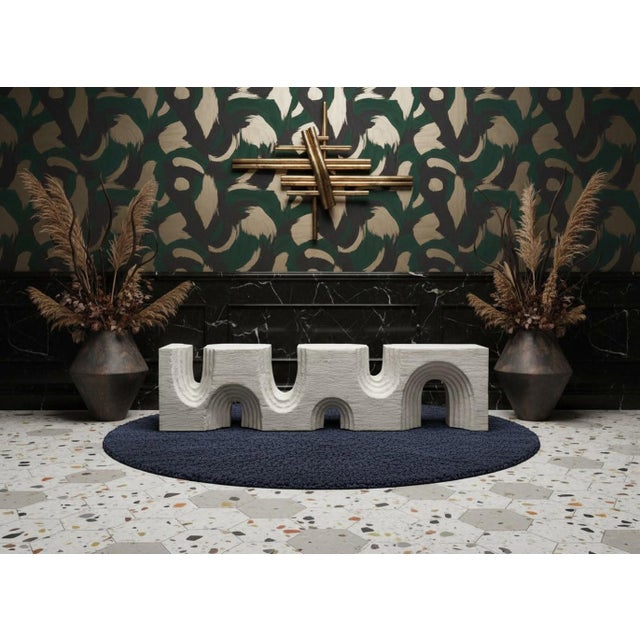 The Kelly Wearstler Echo Bench. This bench is carved from solid reclaimed Douglas Fir wood and finished in a white gesso....