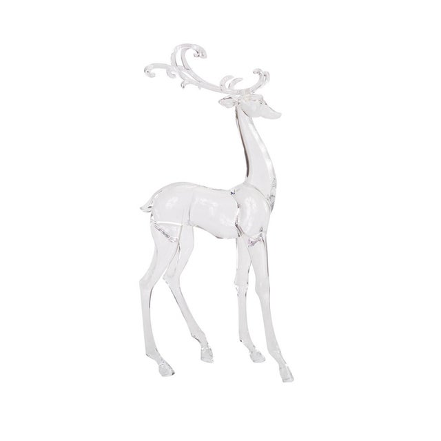 Kenneth Ludwig Chicago Modern Transparent Acrylic Holiday Deer Figurine (Set of 2) For Sale - Image 4 of 5