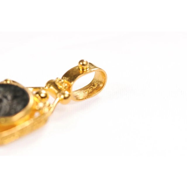 4th Century Greek Bronze Coin W 22 Karat Gold Setting For Sale In Atlanta - Image 6 of 12