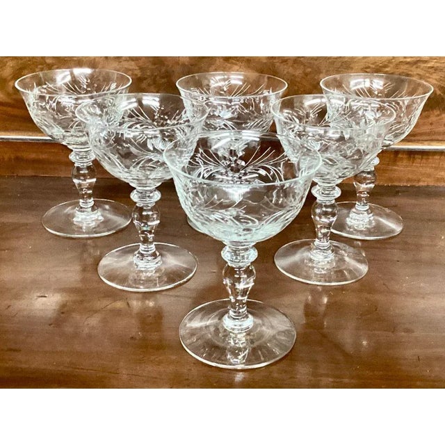 Glass Set of 6 Vintage Cut Glass Goblets by Hawkes For Sale - Image 7 of 7
