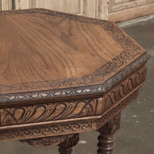 Antique French Renaissance Octagonal Carved End Table For Sale - Image 9 of 12