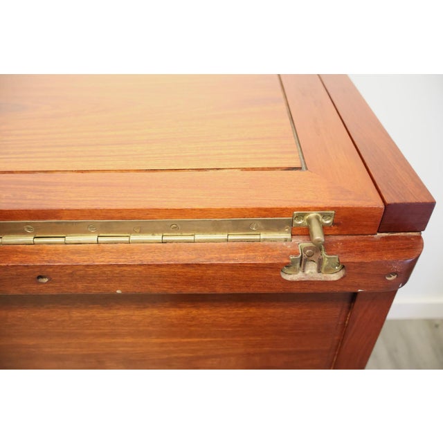 1960s George Zee Teak and Brass Flip-Top Cocktail Bar Cabinet For Sale - Image 12 of 16