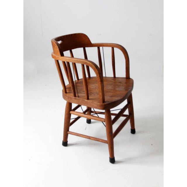 Antique Oak Captain's Chair For Sale - Image 9 of 12