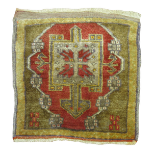 Mid-20th Century Zabihi Collection Turkish Anatolian Throw Rug - 1'7" x 1'8"