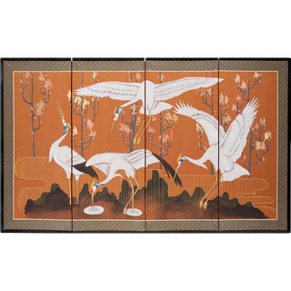 1960s Japanese Dancing Cranes Screen For Sale