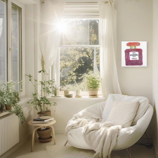 Pink Fragrance in Illusion: Chanel No. 3 Reinvented - Textural Abstract 3d Painting Original Artwork by Virginie Schroeder For Sale - Image 8 of 9