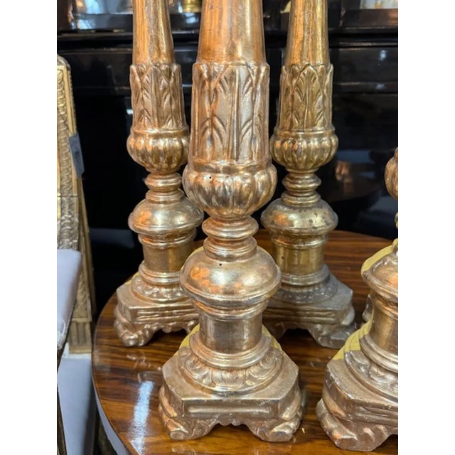 19th Century Italian Carved and Giltwood Altar Sticks For Sale - Image 4 of 6