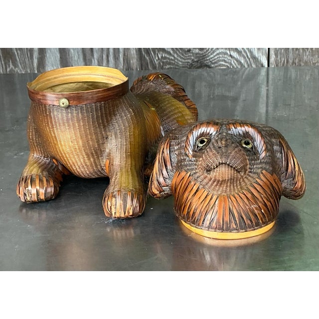 Chinoiserie Vintage Shanghai Handicrafts Weave Dog For Sale - Image 3 of 11