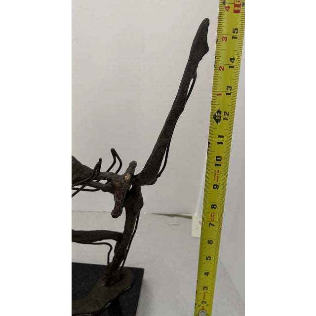 Mid 20th Century Modernist Abstract Ballet Dancers Hand Built Sculpture in Patinated Metal on Marble Base For Sale - Image 12 of 12