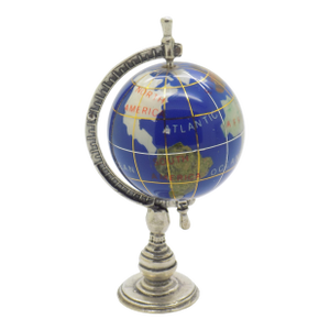Vintage Italian Silver & Porcelain Rotating Globe Large Figurine Made in Tuscany