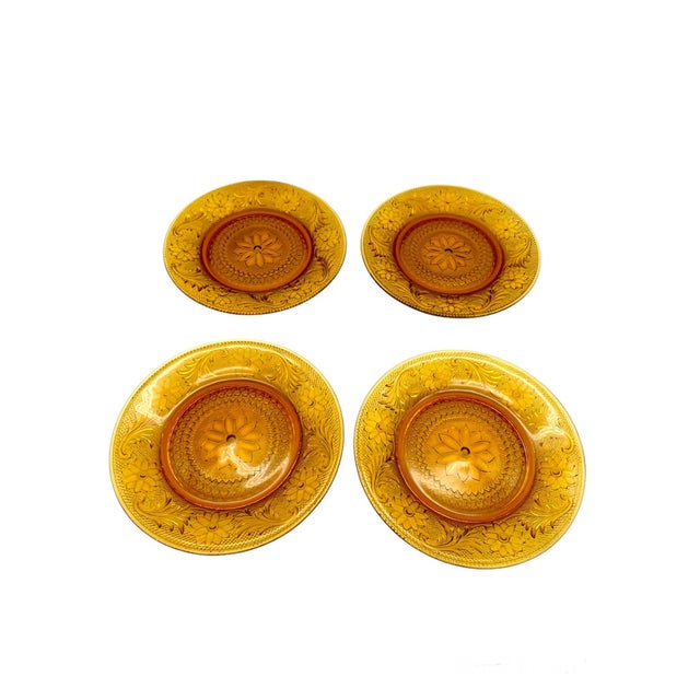 1970s Imperial Glass Tiara Daisy Sandwich Amber Glass Set- 28 Pieces For Sale In Houston - Image 6 of 13