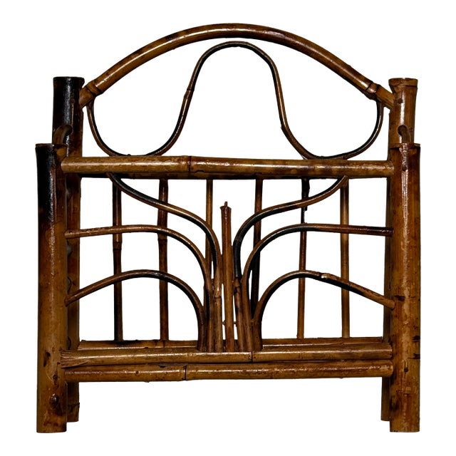 Vintage Coastal Burnt Bamboo Letter Holder Desk Accessory For Sale