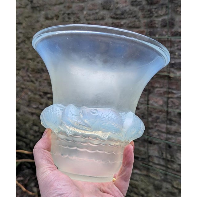 A fine and beautifully preserved art deco opalescent glass vase entitled "piriac" by rené lalique. Designed circa 1930 and...