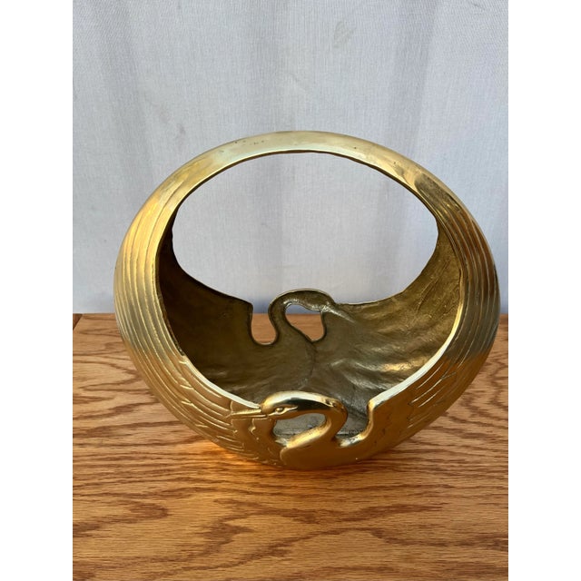 Vintage Hollywood Regency Brass Egret Basket /Centerpiece. For Sale In Miami - Image 6 of 11