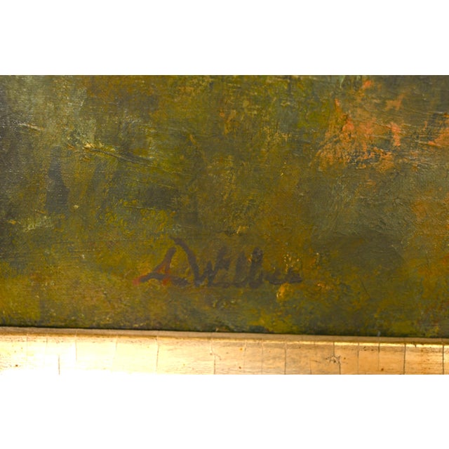 Allan Rutherford Wilber Original Artist Signed "River Walk" Oil Painting on Canvas in Carved Giltwood Frame For Sale - Image 12 of 14