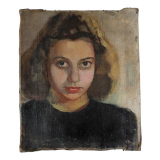 A Portrait of a Young Woman, Oil on Canvas, Early 20th Century For Sale