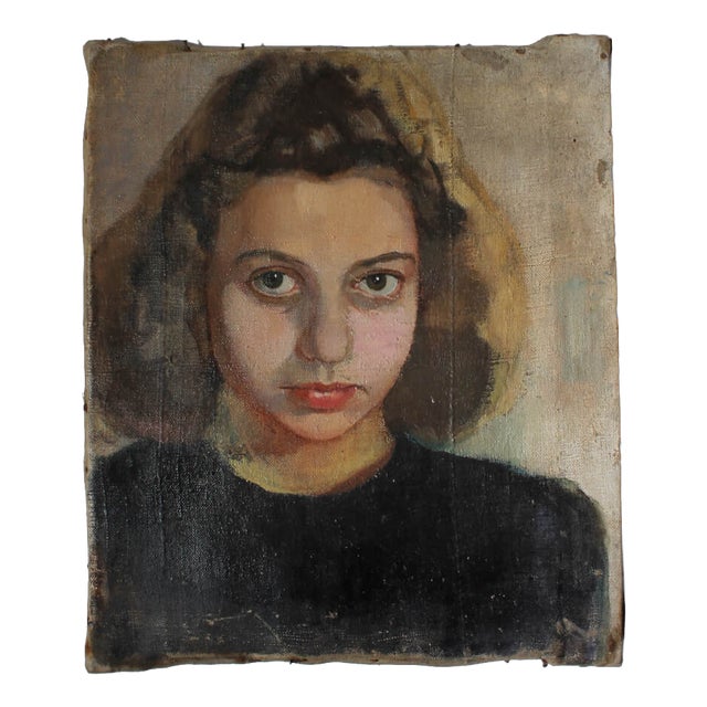 A Portrait of a Young Woman, Oil on Canvas, Early 20th Century For Sale
