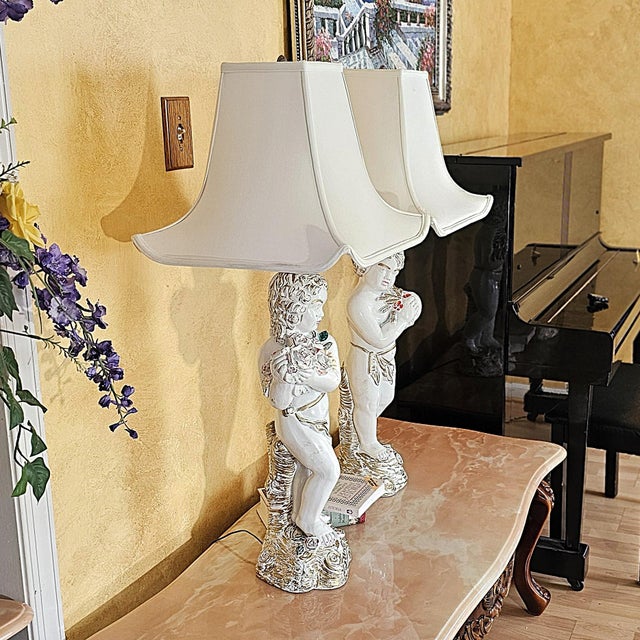 Vintage Hand-Painted Italian Figural Table Lamps, a Pair For Sale - Image 18 of 18