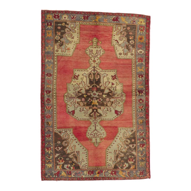 Vintage Turkish Oushak Rug - 04'08 X 07'02 For Sale